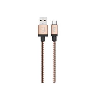 Imagem de Cabo USB Tipo-C, Sincronização e Recarga 15W 3A, Aço Inox Ultra Resistente, 1 metro, Dourado, INXC10GD, ELG