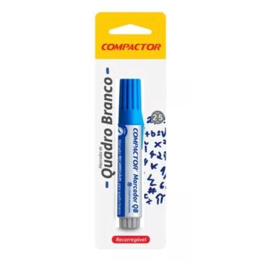 Imagem de Blister Marcador Quadro Branco Recarregável Compactor com Tinta de Secagem Rápida e Corpo Ergonômico Azul