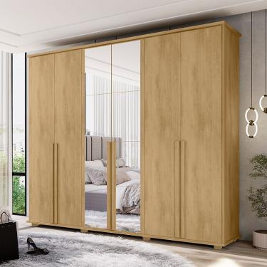 Imagem de Roupeiro Estrela Ii 6 Portas 4 Gavetas Com Espelho Organizador Para Quarto Moderno Deco...