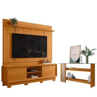 Imagem de Estante Home Theater Siena Com Pés Cinamomo Com Aparador Frizz Cinamomo Off White - Mad...
