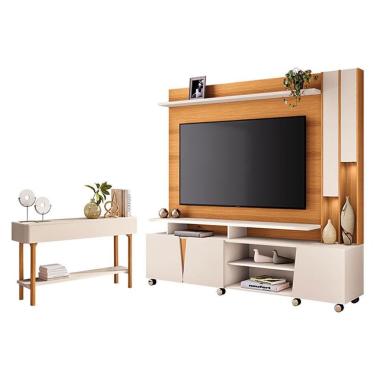 Imagem de Estante Home Theater Virtus Cinamomo Off White Com Aparador Fiero Off White - Hb Móveis