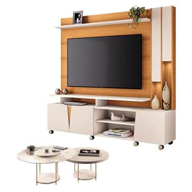 Imagem de Estante Home Theater Virtus Cinamomo Off White Com Kit Mesa De Centro Sky Off White - H...