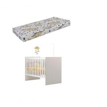 Imagem de Berço Infantil Life com Mosquiteiro e Colchão Incluso, Estrutura MDF-MDP Branco Tigus M...