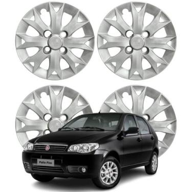 Imagem de Jogo Calota Aro 13 Fiat Palio Fire 2014 Cubo Baixo Prata - Grid Calota