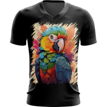 Imagem de Camiseta Gola V Papagaio Brasileiro Pássaro 7 - Kasubeck Store, INF 06