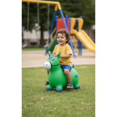 Imagem de Cavalinho Pula Pula Musical Verde 50cm - Diversão Garantida! - Congrat