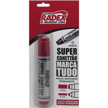 Imagem de Pincel Marcador Permanente Super Canetao 17MM Vermelho Blister - Radex