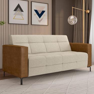 Imagem de Sofá 3 Lugares Sala Living Industrial 180cm Senna K01 Couríssimo Whisky Linho Champanhe...
