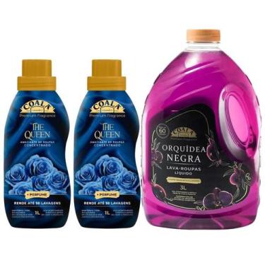 Imagem de Kit Coala Orquídea Negra Lava Roupas 3L e 2 Amaciantes The Queen 1L Li