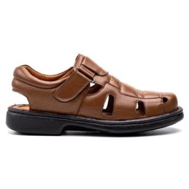 Imagem de Sandália Comfort Masculino em Couro Caramelo-Masculino