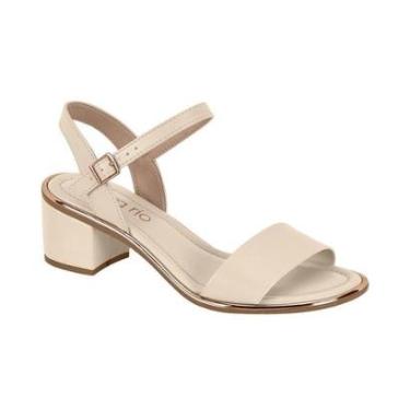Imagem de Sandália Creme Salto Bloco Detalhe Metalizado | Beira Rio-Feminino
