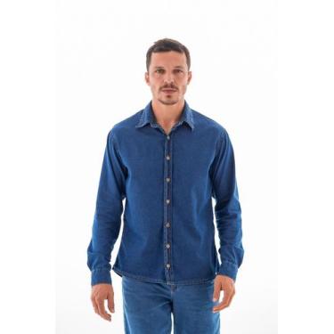 Imagem de Camisa Jeans Masculina M/L Slim - ARAUTO JEANS, Azul, G1