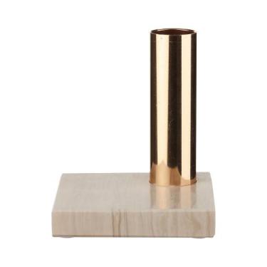 Imagem de Castiçal Porta Vela De Pedra E Metal Dourado 9cm Decorativo RNP0009 - 