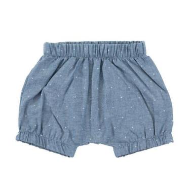 Imagem de Shorts bebê menina saruel com elástico poa branco tecido plano mescla 