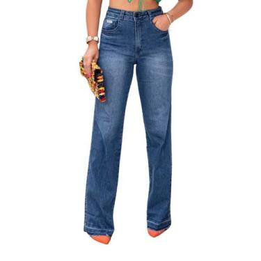 Imagem de Calça Wide Leg Feminina Jeans Biotipo Tendência Blogueira, 36