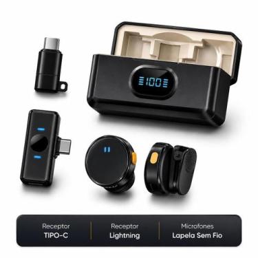 Imagem de Microfone Lapela Sem Fio com Estojo Premium e Longa Bateria
