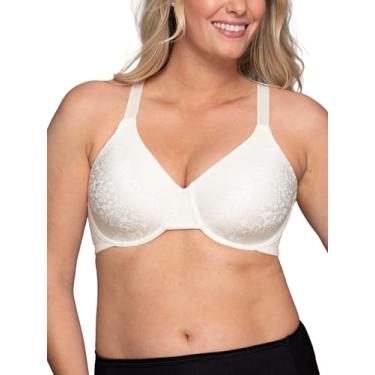 Imagem de Vanity Fair Sutiã redutor feminino Beauty Back Smoothing, minimiza a linha do busto até 3,8 cm, bojos não acolchoados até a altura, Renda de coco branca, 44C