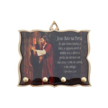 Imagem de Porta Chaves Jesus Bate na Porta - 11x15 cm - Santinhos do Brasil