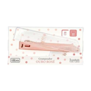 Imagem de Grampeador de Mesa Ouro Rose Transparente 20 Folhas G107 Tilibra  Eleg