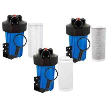 Imagem de Kit Filtro 3 Estágios Big Blue 10 Tira Ferro Sedimentos - Royal B&B