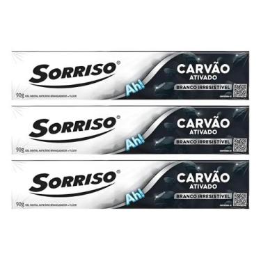 Imagem de Kit C/3 Creme Dental Sorriso Carvão Ativado 90g