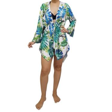 Imagem de Saída de praia/ Kimono com pontas e proteção UV - Corpo dourado moda p