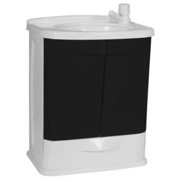 Imagem de Gabinete Para Banheiro Com Lavatório Simples Astra, Preto e Branco