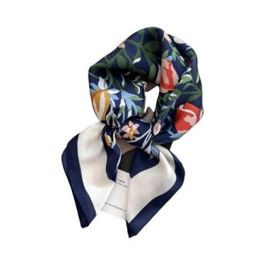 Imagem de Lenço De Seda Luxuoso Feminino 70x70cm, Estilo Praia, Bandana Para Cab