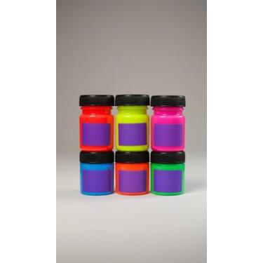 Imagem de Kit Tinta Facial Neon 6 Cores 15ml Pincel - Congratulations Store
