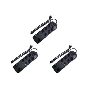 Imagem de Kit C/3 - Filtro Linha Qualitronix 8 Tom.Bivolt Preto