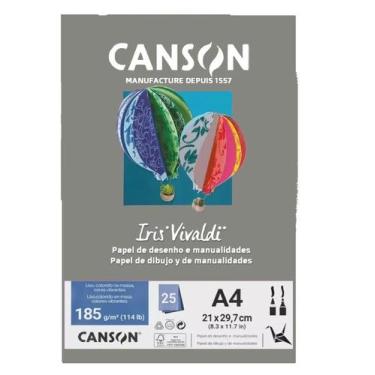 Imagem de Bloco Canson Iris Vivaldi A4 Cinza Escuro c/ 25 Folhas 185g