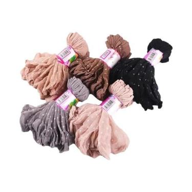 Imagem de Meias De Tornozelo Femininas Ultrafinas Elásticas Pretas Com Bolinhas 