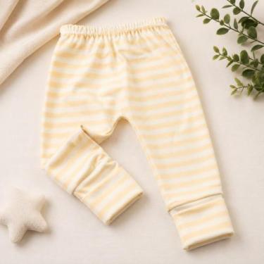 Imagem de Calça Para Bebês Tecido Macelin Estampadinho e Pé Reversível de 0 a 12