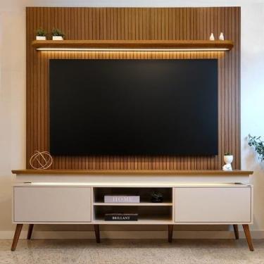Imagem de Rack com Painel para TV 75 Polegadas com LED Ripado MDF 245,5cm x 185,