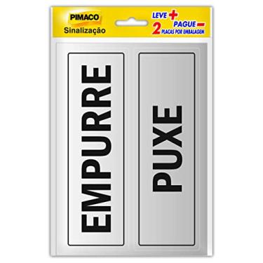 Imagem de Placas de sinalização Auto adesivo Pimaco "EMPURRE / PUXE" - 6,5x20cm, 02 placas por embalagem, 891724