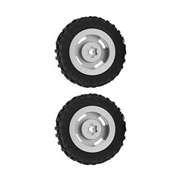 Imagem de Pneu de borracha de aro de roda 50 mm, pneu de borracha de aro de roda 1/24 texturas irregulares para carro RC AXIAL SCX24(Prata)