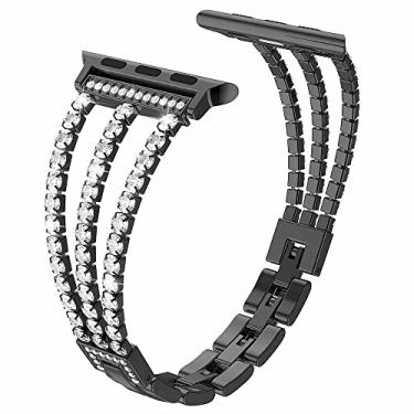 Imagem de Pulseira Aço Strass Crown, Compatível com Apple Watch (42/44/45, Preta)
