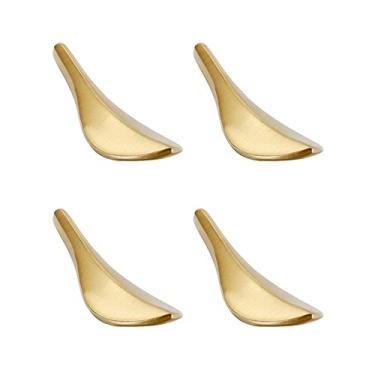 Imagem de 4 pcs botões de folha lida com gavetas de ouro gavetas de ouro puxadores porta por porta para cozinha mesa de quarto do armário (com parafusos) YYDFPIIA