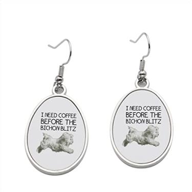 Imagem de Brinco I Need Coffee Before Bichon Blitz - Brincos pendentes para meninas - Presente de festa de aniversário dos namorados