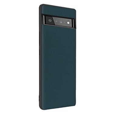 Imagem de Capa para Google Pixel 6/6 Pro, capa traseira de proteção antiqueda de couro PU + TPU premium capa protetora ultrafina verde 1,6 Pro 6,7 polegadas