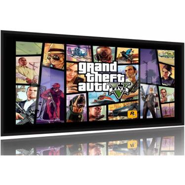 Imagem de Quadro decorativo GTA V - Jogos - 130x60 Moldura Preta 2x2
