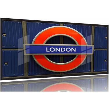 Imagem de Quadros Decorativos London Frase City Quarto Sala 130x60 Moldura Preta 2x2