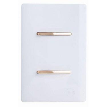 Imagem de Cj Interruptor Duplo Paralelo Com Suporte 4X2 - Dicompel Novara Branco Gold - Dnv1200/6Brgd