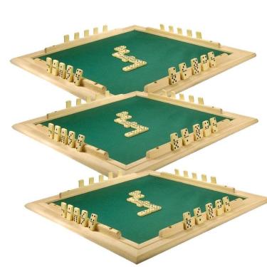 Imagem de CONJ 3 Tabuleiros de Mesa Para DOMINÓ Com Feltro Verde 66x66 cm 7009