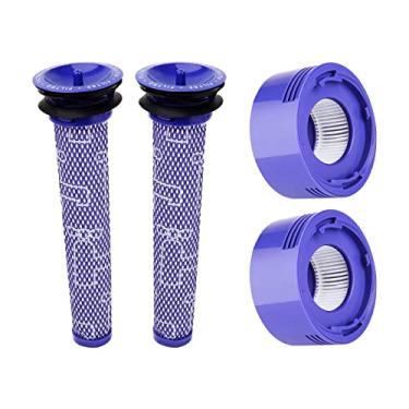Imagem de Hechuang Kit de filtros para Dyson V7, V8 animal e vácuo absoluto, 2 peças de reposição de pacotes (DY-96566101) e 2 pacotes de filtros postes (DY-96747801)