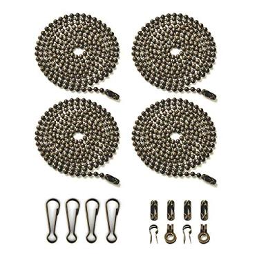 Imagem de Wayilea Corrente de puxar para ventilador de teto, pacote com 4 correntes de extensão de ventilador de 90 cm de comprimento, 4 ganchos 8 peças de conectores para substituição de extensor de luz/lâmpada (corrente de bronze polido a óleo de 3,2 mm)