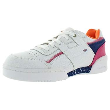 Imagem de Reebok Workout Plus Montana White/Orange Ultramarine Ankle-High Leather Running Shoe - 7M