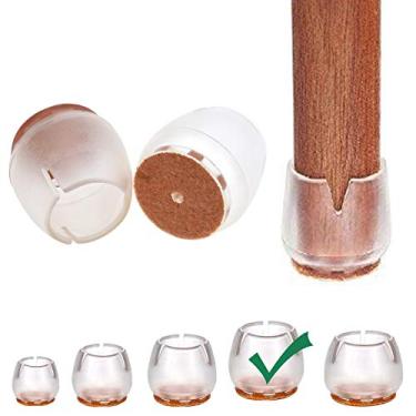 Imagem de KUMOOM Pacote com 32 protetores de mesa de silicone para pés de cadeira para pisos de madeira