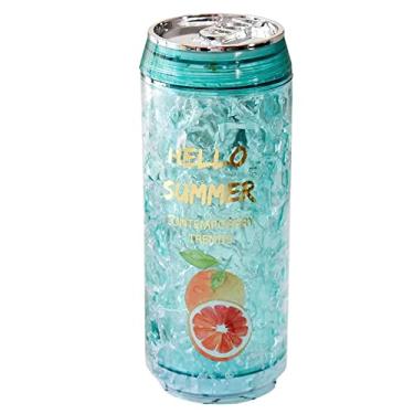 Imagem de Copo de viagem infantil para bebidas de gelo, garrafa de água de suco, garrafa de piquenique, freezer, caneca gelada (verde laranja O, 350 ml)