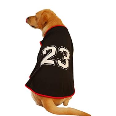 Imagem de JENPECH Camiseta regata para animais de estimação grande colete para cães roupas laváveis super macio preto 3GG